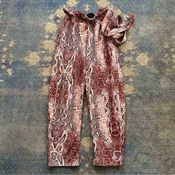 House of Sunny Snake Print Paperbag Trouser Pant 4 - Picture 4 of 6
